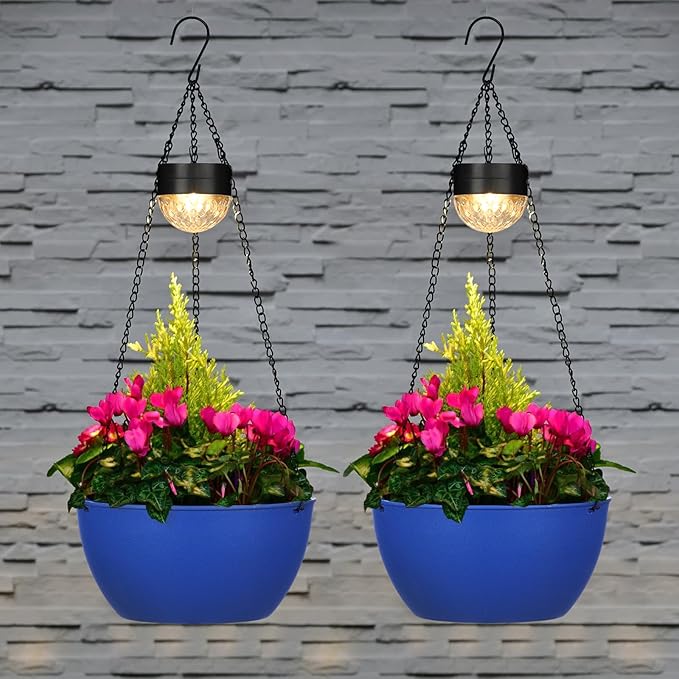 BAYN 2 Packs Solar Hanging Basket Planters - Image 2