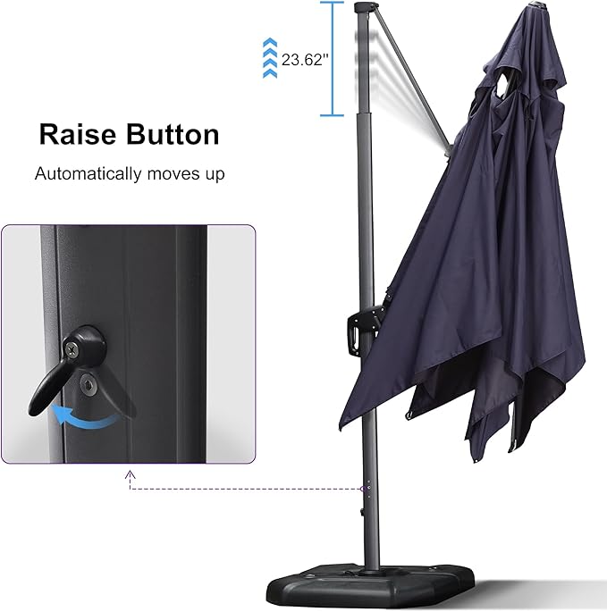 PURPLE LEAF 11.5' X 11.5' Telescopic Patio Umbrella Outdoor Cantilever Umbrella - Image 3