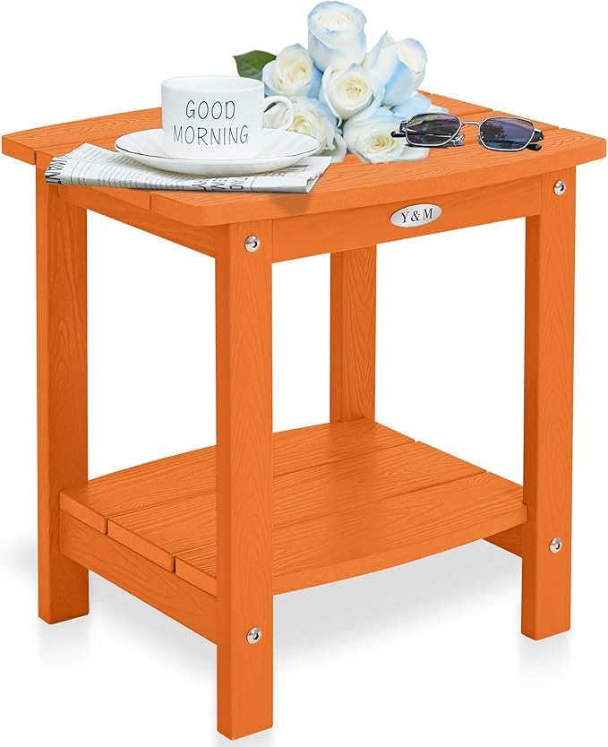 Y&M Outdoor Side Table, HIPS Adirondack Small Double Layer Table, Waterproof by YM