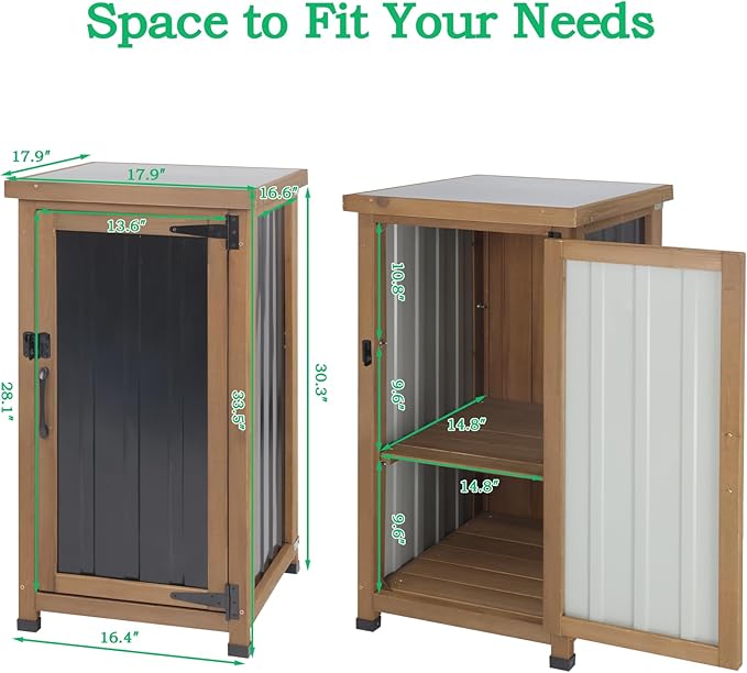 Small Outdoor Storage Cabinet Weatherproof, Wood Garden Potting Bench Table - Image 5