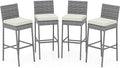 HAPPYGRILL Patio Wicker Barstools Set of 4, Outdoor Bar Height Chair w/Soft by HAPPYGRILL