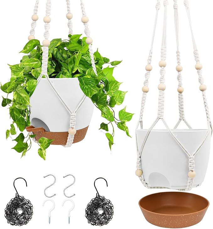 Hanging Planters for Indoor Outdoor Plants, 2 Pack Self Watering Hanging Pots by Vanslogreen