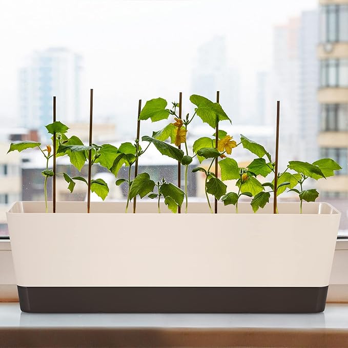 Skelang 3 Pcs Rectangular Plant Pot, 16.7" Flower Planter Box, Windowsill - Image 5
