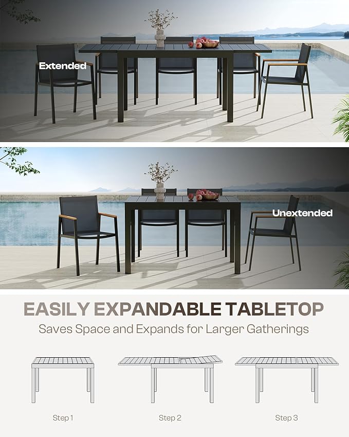 Outdoor Dining Chairs Set of 2, Aluminum Patio Dining Chairs - Image 2