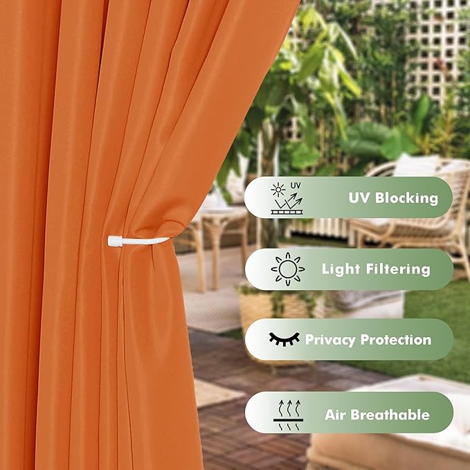 HolidayIdeas Outdoor Curtains for Patio Waterproof, 6 Panels - Image 3