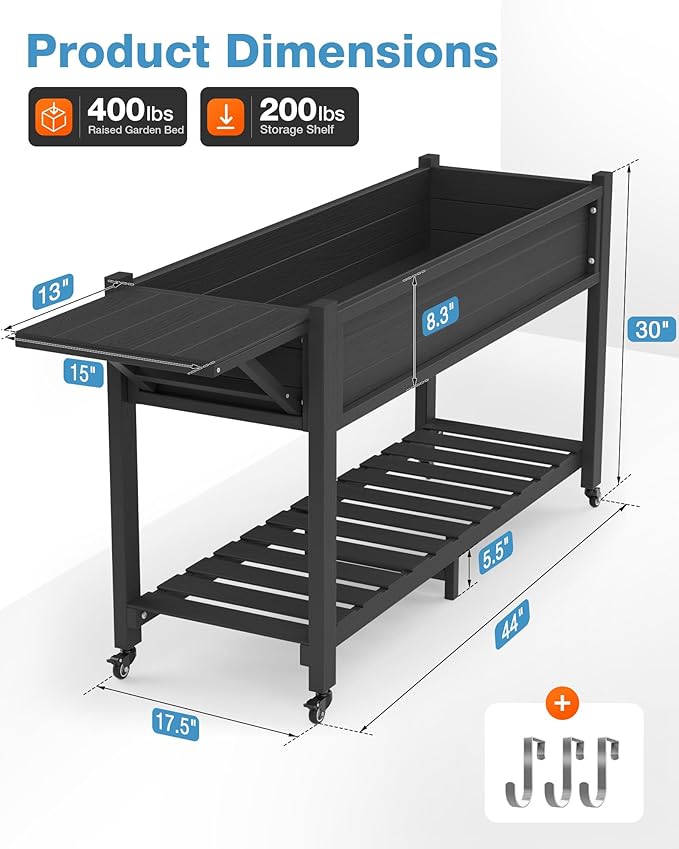 YEFU Raised Garden Bed with Legs: 57x18x30in Weight Capacity 400lb - Image 7