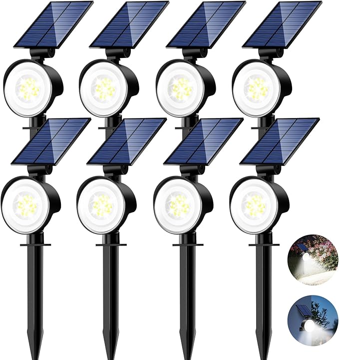 nipify 8 Pack Solar Spot Lights Outdoor Waterproof by Nipify