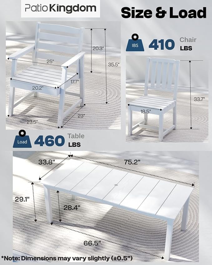 7-Piece White Outdoor Dining Set - Image 4