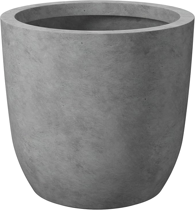 Kante 13.4" Dia Round Concrete Planter, Large Outdoor Modern Indoor Decorative by Kante