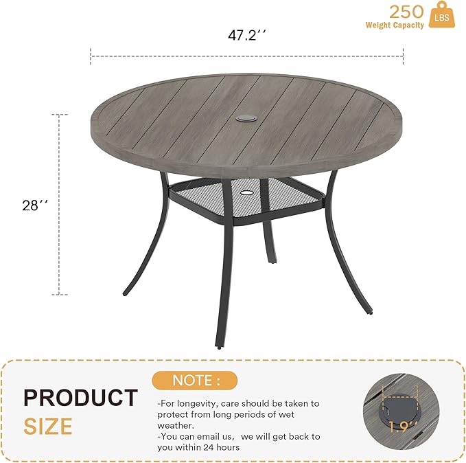VICLLAX 47.2" Outdoor Round Patio Table - Image 2