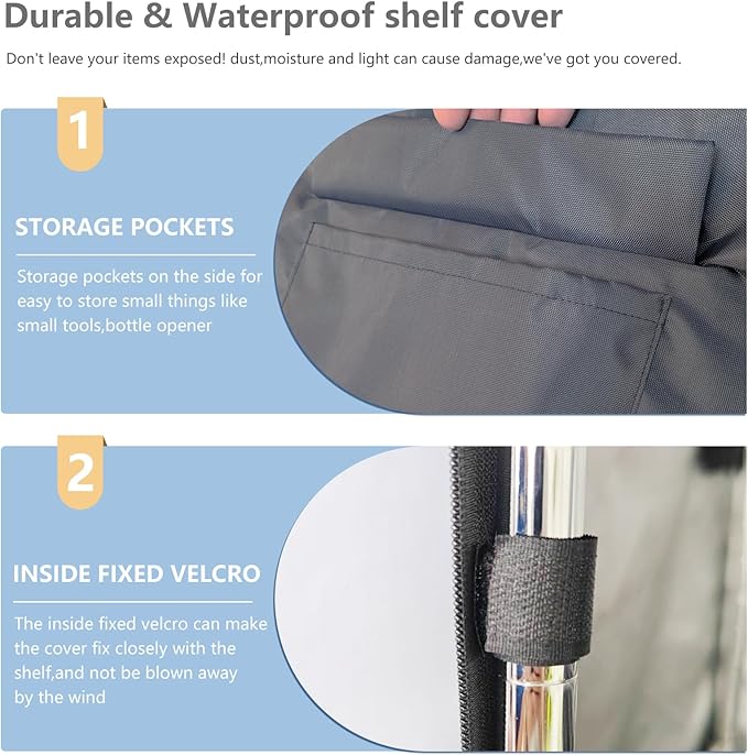Waterproof Shelf Cover, 600D Heavy Duty Dustproof Storage Wire Rack Covers - Image 8