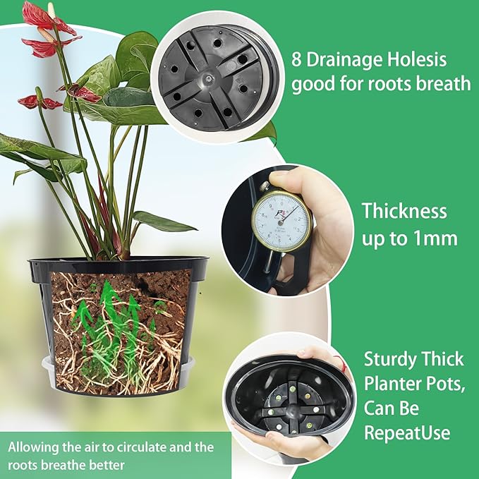12 Pack Plant Pots, 8 Inch Plant Planter - Image 4