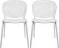 2xhome Set of 2 Patio Dining Chairs | Modern Stackable Outdoor Pool Side Chair by 2xhome