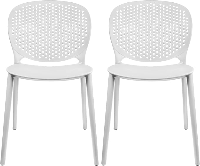 2xhome Set of 2 Patio Dining Chairs | Modern Stackable Outdoor Pool Side Chair by 2xhome