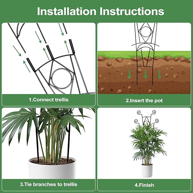 Indoor Plant Trellis for Climbing Plants 2 Pack Small Garden Metal Support for - Image 6