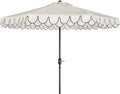 SAFAVIEH 9ft Outdoor Patio Umbrella, Ivory & Black Trim, Auto Crank Tilt by SAFAVIEH