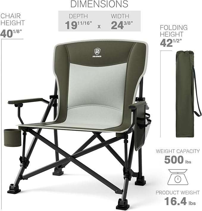 EVER ADVANCED Oversized Folding Camping Chair, - Image 7