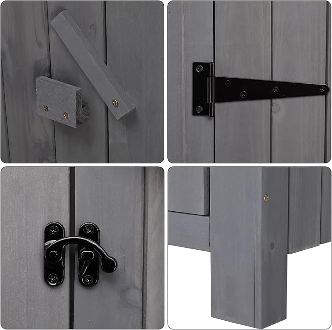 Outvita 70in Outdoor Storage Shed, Waterproof Wooden Garden Storage Cabinet - Image 3