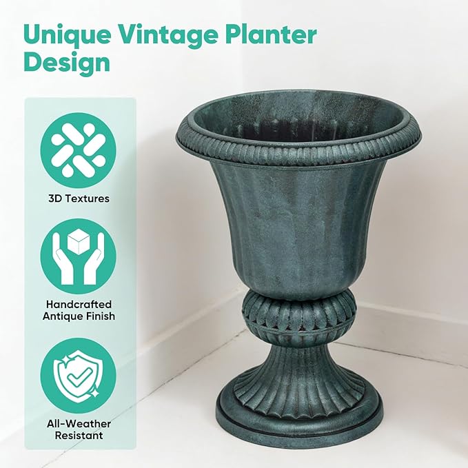 Athena Collection 20''H Garden Plastic Urn Vintage Tall Planter Urn Patio Large - Image 5