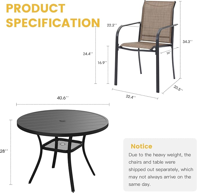 VICLLAX 5 Pieces Patio Dining Set - Image 7