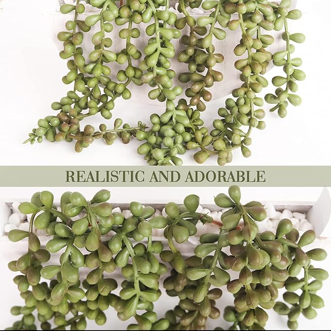 Floweroyal Artificial Succulents Hanging Plants 12.2'' Fake String of Pearls in - Image 3