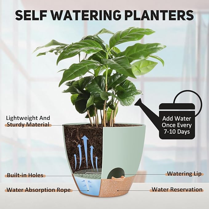 12 inch Large Self Watering Plant Pots, Flower Pots Planters - Image 3