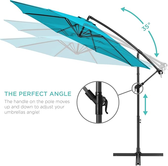 Best Choice Products 10ft Offset Cantilever Hanging Market Patio Umbrella - Image 4