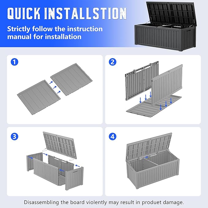 Outdoor Storage Box, Resin Deck Boxes Indoor and outdoor, Waterproof Storage - Image 6