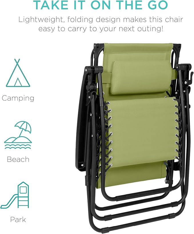 Best Choice Products Folding Zero Gravity Outdoor Recliner Patio Lounge Chair - Image 7
