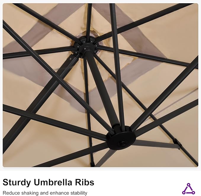 PURPLE LEAF 11.5' X 11.5' Telescopic Patio Umbrella - Image 8