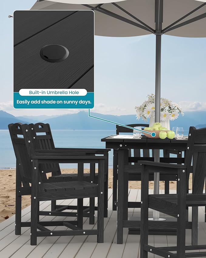 Ciokea HDPE Outdoor Patio Dining Chairs Set of 2, All-Weather Porch Chair - Image 4