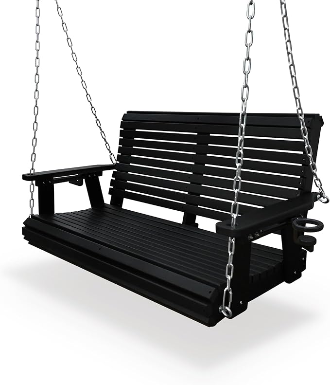 HDPE Porch Swing with 18/8 Stainless Steel Bolts, Ergonomic Design, Ultra by FortuneCandy