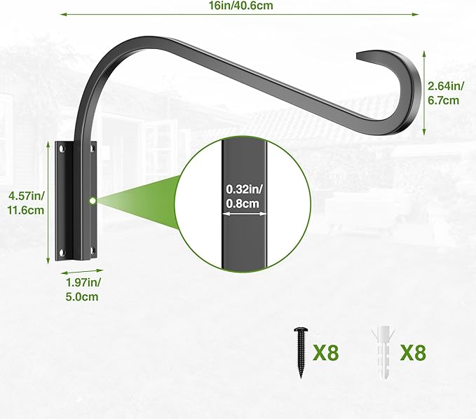 16 Inch 2 Pack Plant Hangers for Indoor/Outdoor Wall Mount - Image 6