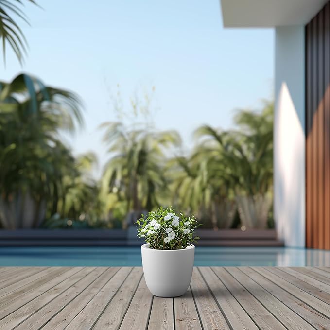 Kante 10 Inch Dia Round Concrete Planter, Indoor Outdoor Large Plant Pot - Image 6