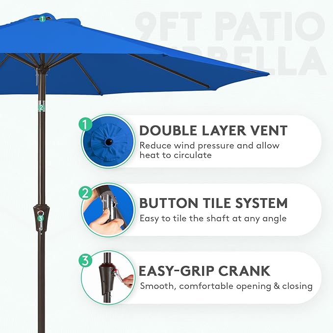 JEAREY 9FT Outdoor Patio Umbrella Outdoor Table Umbrella - Image 2