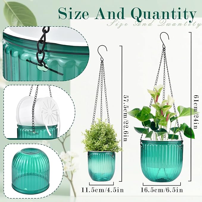 4 Pack Self Watering Hanging Planters - Image 2