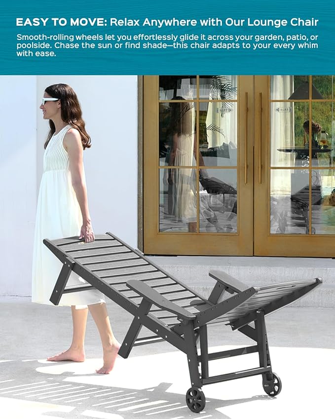 Ciokea Outdoor Chaise Lounge Chair Set of 2, Patio Lounge Chairs - Image 6
