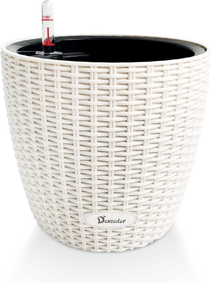 Dexceder 9x8 Inches Rattan Self Watering Planter Indoor Outdoor, Inner Pot by Dexceder