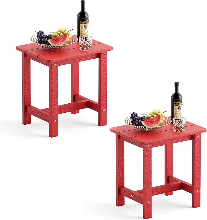 LUE BONA Outdoor Side Table, HDPS Small Outdoor Adirondack Side Tables by LUEBONA
