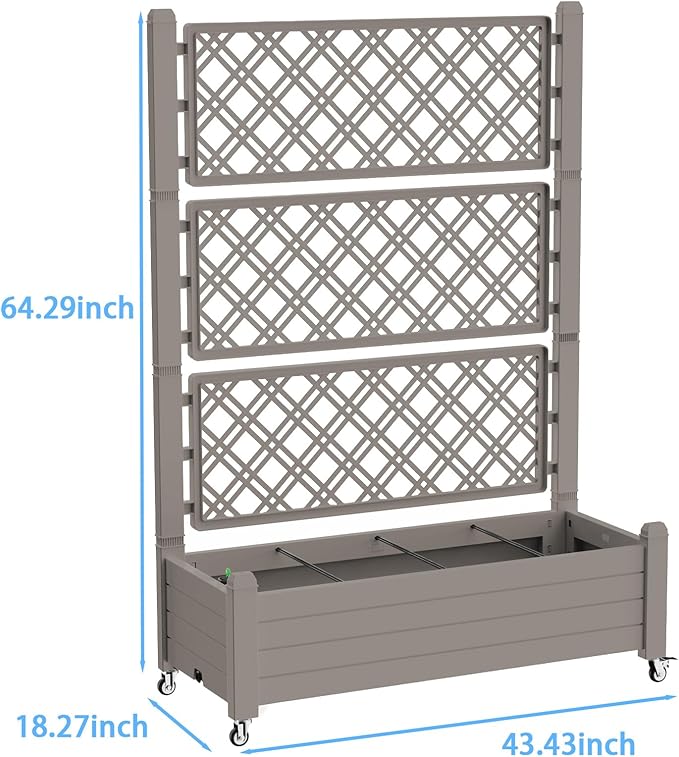 Mobile Garden Planter with Trellis & Lockable Wheels, Outdoor Raised Bed with - Image 2