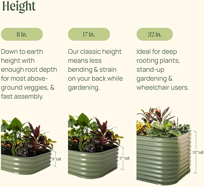 Vego garden 11" Tall 42" Round Raised Garden Bed Metal Raised Bed Planter Box - Image 7
