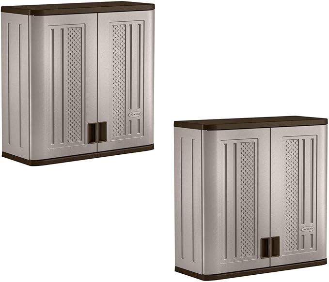 Suncast 2 Pack 4 Cubic Feet Resin Single Shelf Garage Wall Storage Cabinet by Suncast