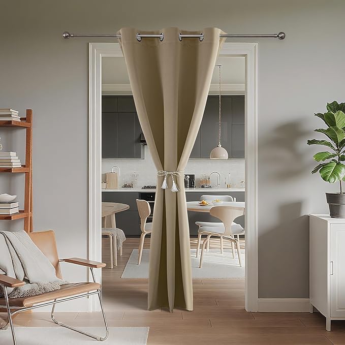 Joydeco Blackout Door Curtain for Doorway Privacy 80 Inches Long, Grommet - Image 2