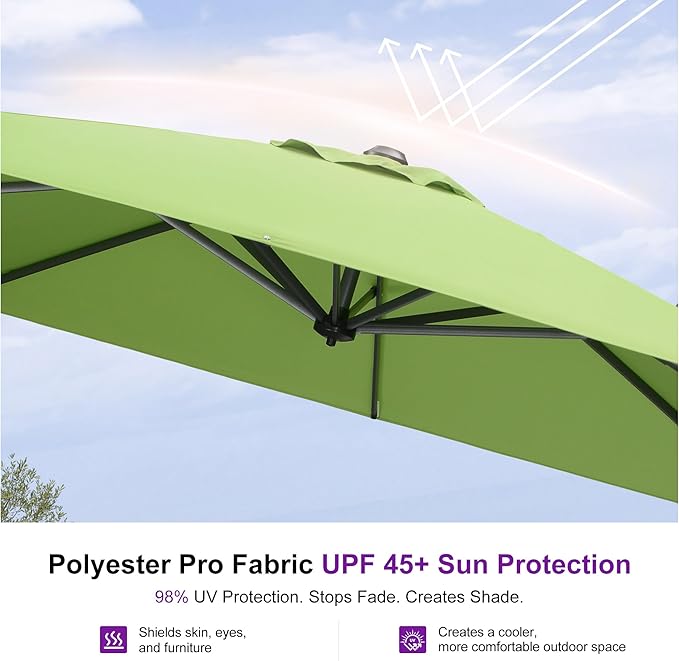 PURPLE LEAF 8 Feet Square Cantilever Umbrella Patio Umbrella - Image 5