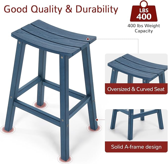 Stoog All-Weather Bar Stools Set of 4, Low Maintenance, - Image 5