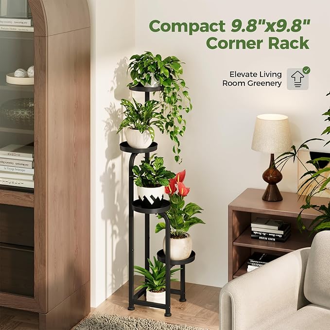 Bamworld Tall Plant Stand Indoor Outdoor, Corner Metal Flower Pot Stands - Image 3