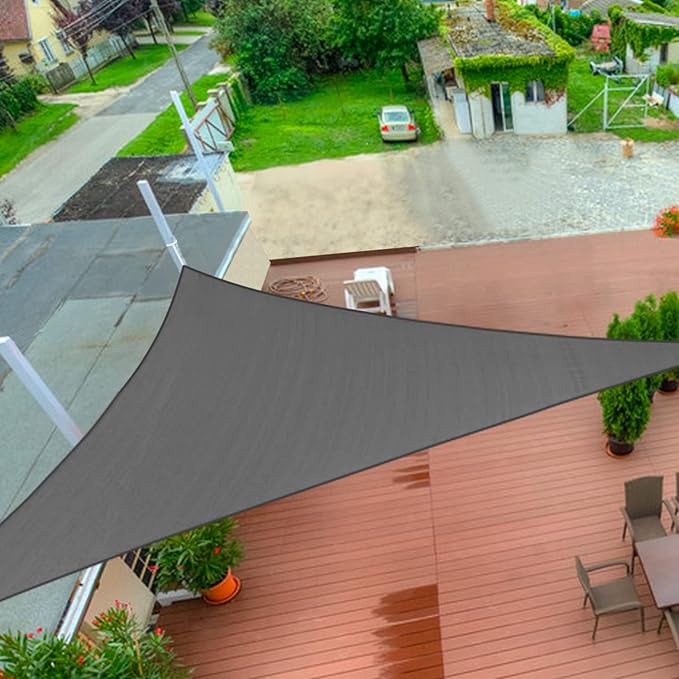 KANAGAWA Sun Shade Sail 12'x12'x17' Dark Gray Triangle UV Block Canopy Awning by KANAGAWA