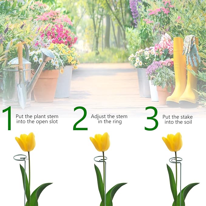 20 Pack 16 Inch Plant Support Stakes, Metal Single stemmed Flower Support - Image 4