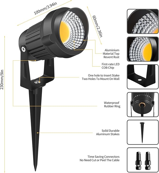 12W LED Landscape Lights Low Voltage, 3000K Warm White 12V AC/DC Waterproof - Image 3