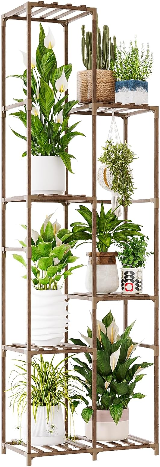 Bamworld Tall Plant Stand Indoor Corner Outdoor Plant Shelf Wood Plant Holder - Image 7